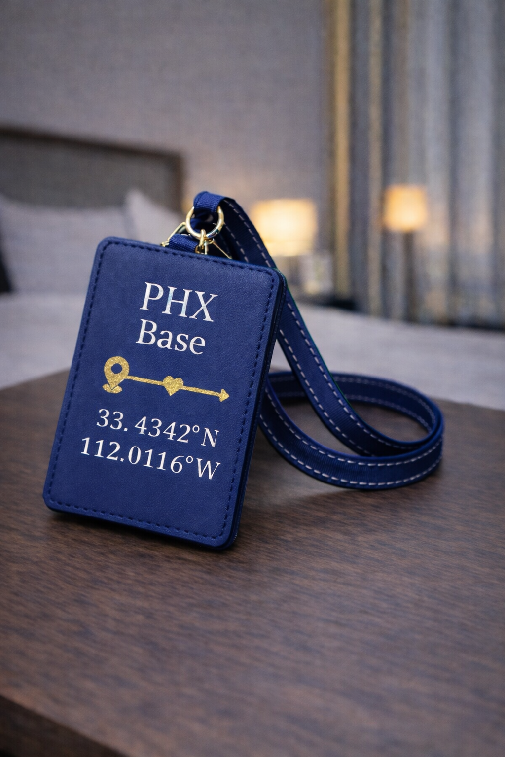Home Base- Gold glitter Icon & Coordinates Blue