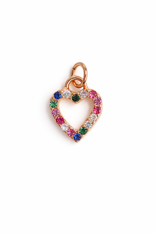 Multicolor Diamond Heart Charm