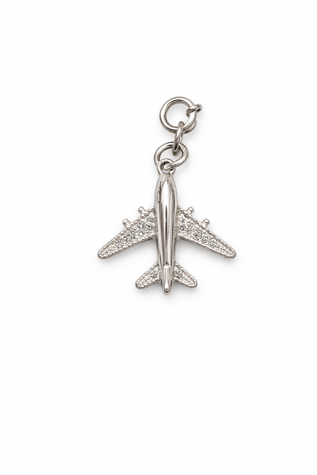 Sparkle Silver Airplane Charm