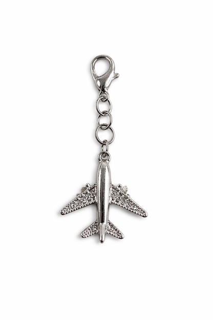 Sparkle Silver Airplane Charm