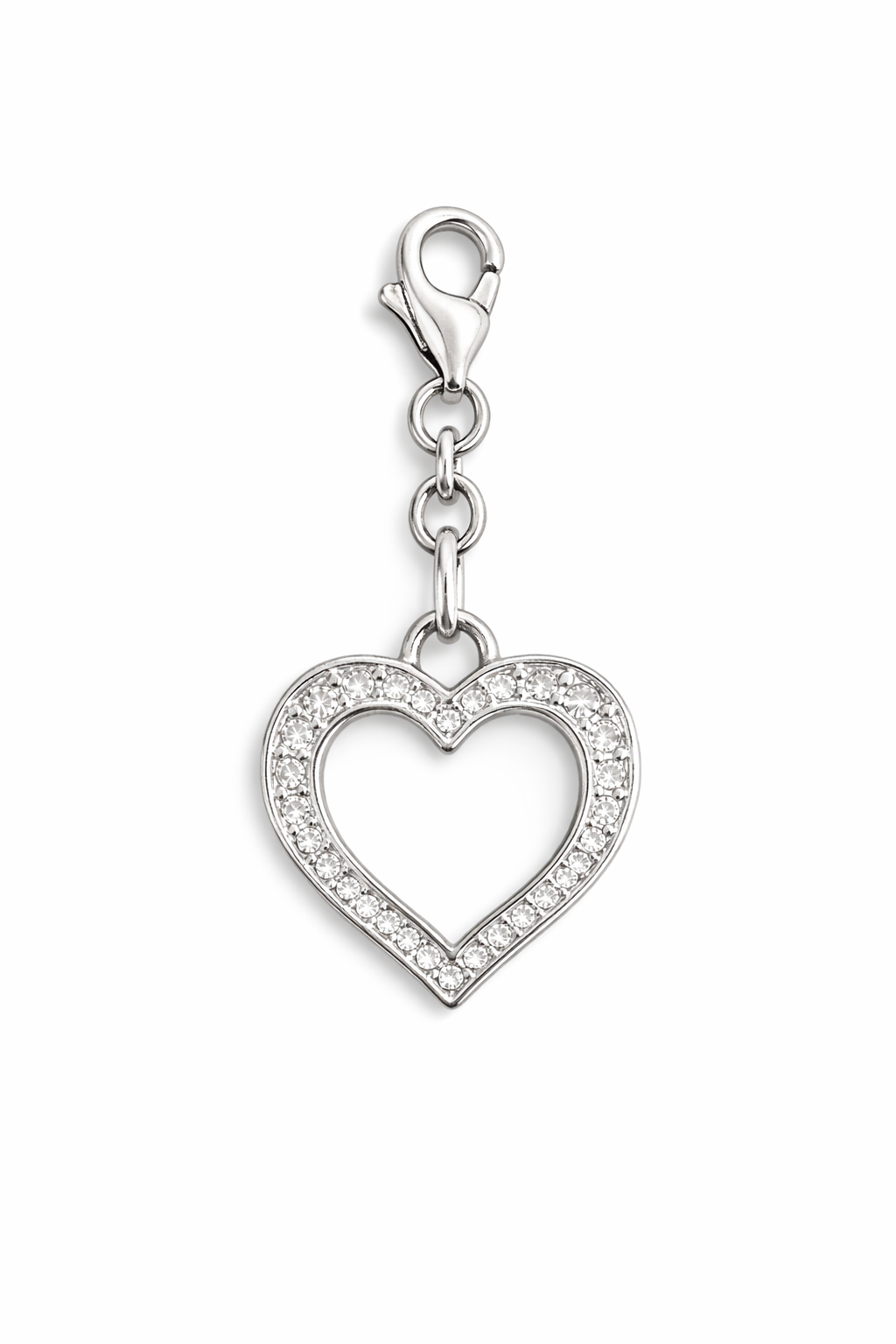 Diamond Heart Outline Charm