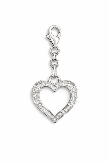Diamond Heart Outline Charm